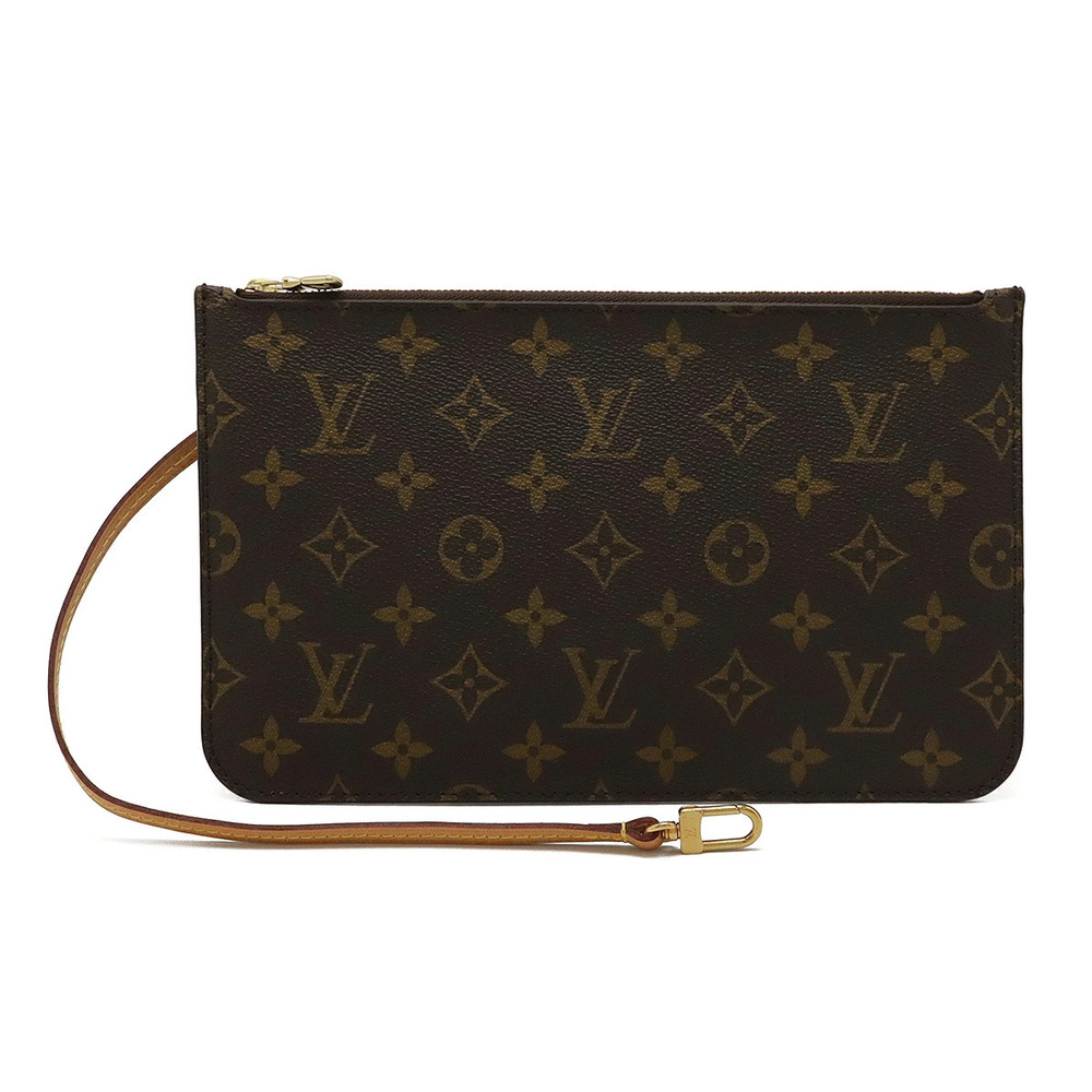 LOUIS VUITTON Monogram Neverfull Pouch Clutch accessory Beige Cream